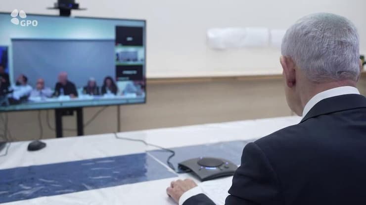 צילום: רועי אברהם, לע"מ ראש הממשלה נתניהו בשיחת זום עם ראשי הרשויות המקומיות