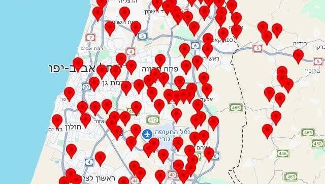 מפת אזעקות 