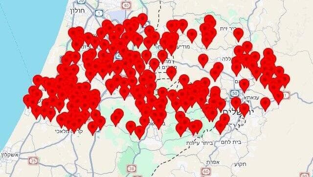 מפת אזורי האזעקות