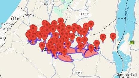 מפת אזורי האזעקות