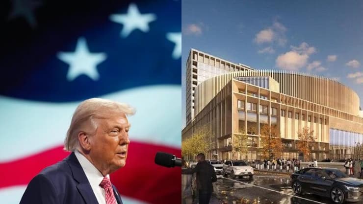 מדיסון סקוור גארדן, דונלד טראמפ (צילומים: Grand Penn Community Alliance, AP Photo/Mark Schiefelbein) מדיסון סקוור גרדן, דונלד טראמפ