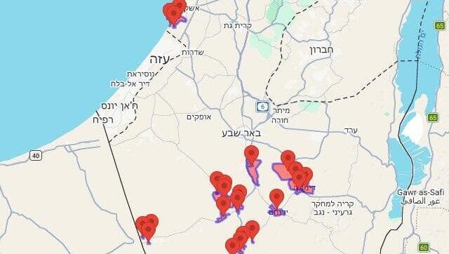   מפת אזורי האזעקות
