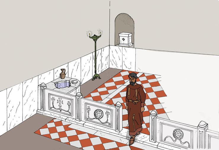 הצעת שחזור של הפוֹטִיסְטֶרִיוֹן (איוניס נקאס ומיכאל איזנברג) (איור: איוניס נקאס ומיכאל איזנברג) הצעת שחזור של הפוֹטִיסְטֶרִיוֹן (איוניס נקאס ומיכאל איזנברג)