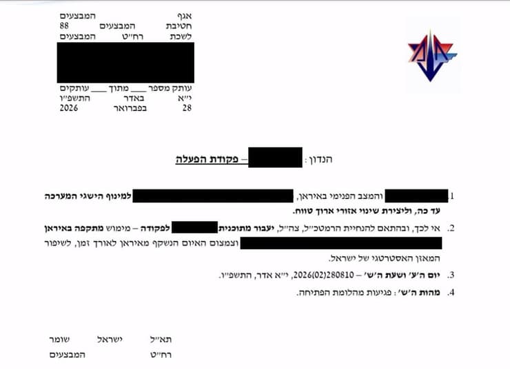 צילום: דובר צה"ל פקודת אגף המבצעים ליציאה למבצע ״שאגת הארי״