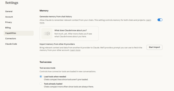 פיצ'ר "זיכרון" בקלוד