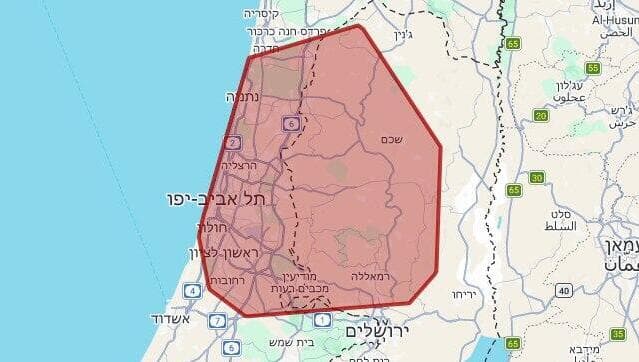 מפת אזורי האזעקות