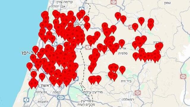 מפת אזורי האזעקות