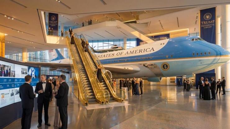 הדמיה של ספרייה נשיאותית שנשיא ארה"ב טראמפ פרסם