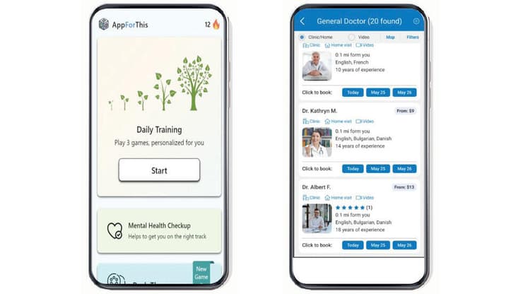 מימין: אפליקציית Air Doctor, אפליקציית Sero