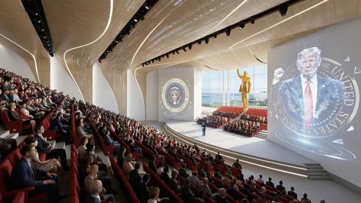 הדמיה של ספרייה נשיאותית שנשיא ארה"ב טראמפ פרסם