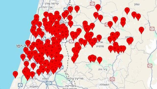מפת אזורי האזעקות