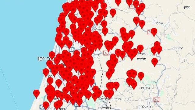 מפת אזורי האזעקות