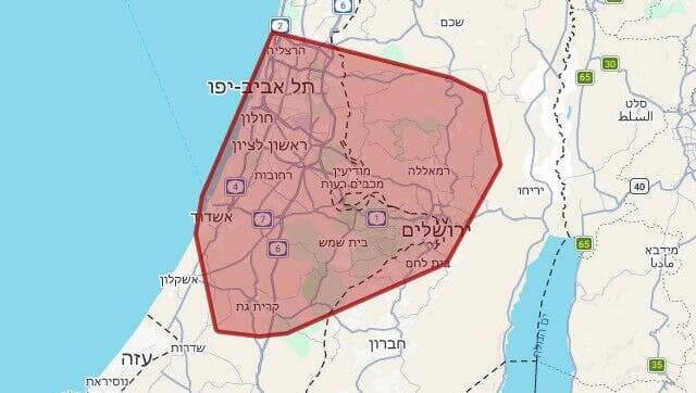 מפת אזורי האזעקות