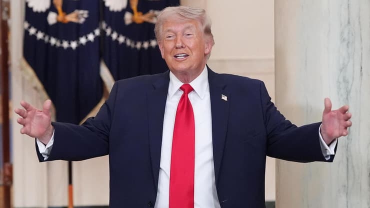 נשיא ארה"ב דונלד טראמפ בעדכון על המלחמה עם איראן בבית הלבן