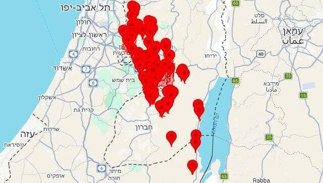 מפת אזורי האזעקות