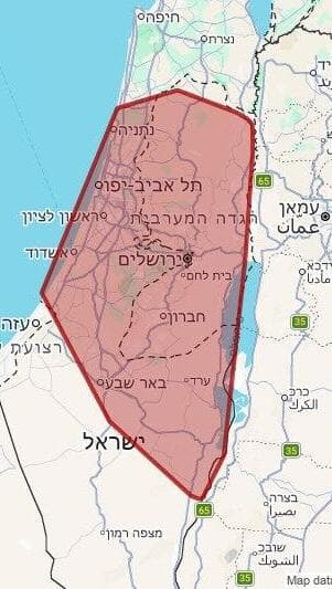 מפת אזורי האזעקות