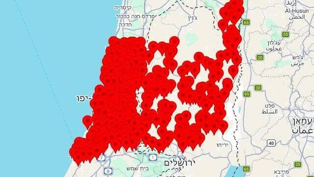מפת אזורי האזעקות