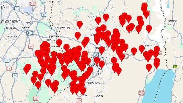 מפת אזורי האזעקות