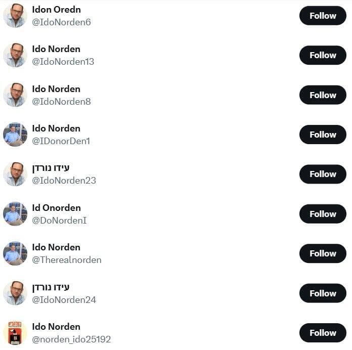 הפרופילים של עידו נורדן בטוויטר X