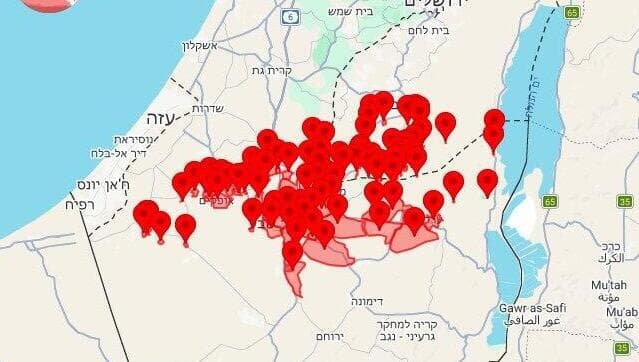 מפת אזורי האזעקות
