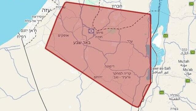 מפת אזורי האזעקות