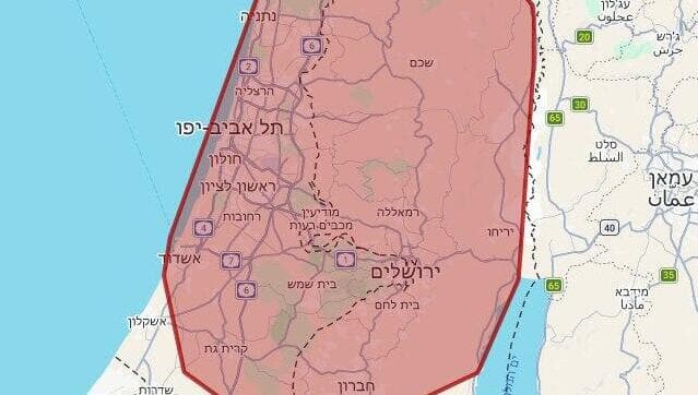 מפת אזורי האזעקות