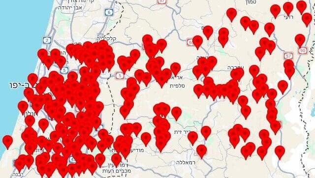 מפת אזורי האזעקות