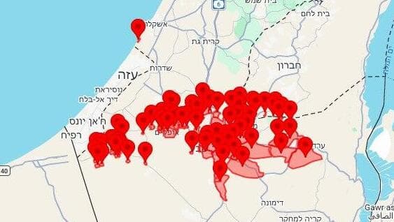 מפת אזורי האזעקות