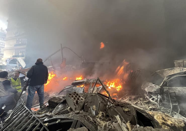 ביירות לבנון עשן תקיפות צה"ל