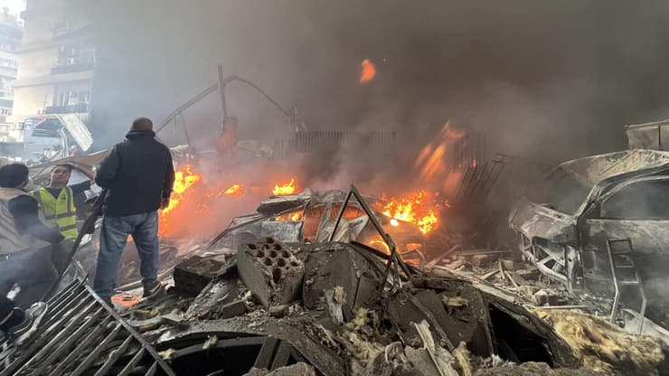 ביירות לבנון עשן תקיפות צה"ל