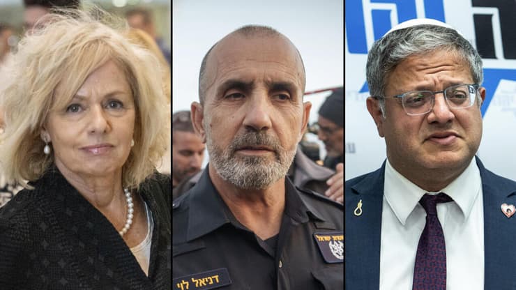 מימין: בן גביר. לאותת לשומרי הסף, לוי. עצמאות המשטרה נפגעה, בהרב־מיארה. כרסום בממלכתיות (צילומים: שלו שלום) |