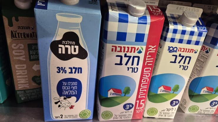 חלב. תנובה מחזיקה ב-63% מהקטגוריה (צילום: מירב קריסטל) חלב ליטר של תנובה, חלב 1.5 ליטר של תנובה וחלב שני ליטר של טרה
