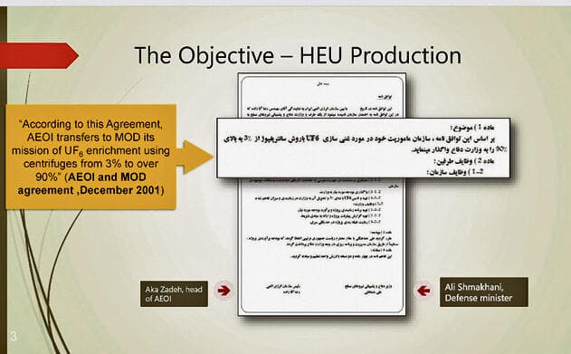 מסמך המעיד על כוונת האיראנים להגיע לרמת העשרה של 90 אחוז