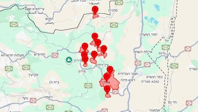 מפת אזורי האזעקות