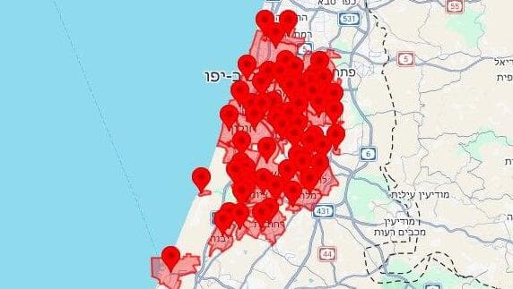 מפת אזורי האזעקות 