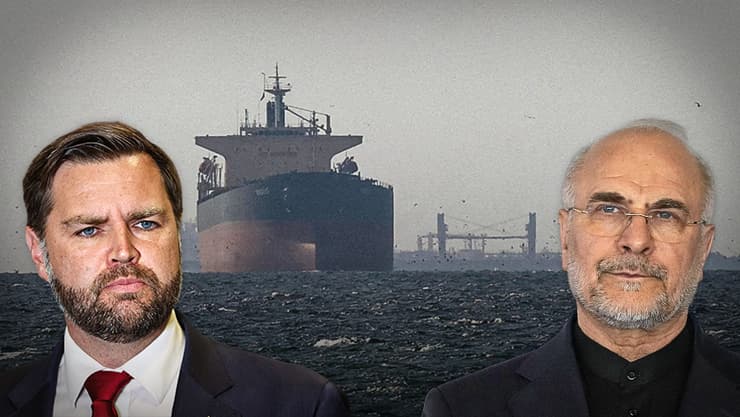 סגן נשיא ארה"ב ג'יי די ואנס ויו"ר הפרלמנט האיראני קליבאף. רקם קשרים ב"ארוחות הצהריים המשולשות" עם מוג'תבא