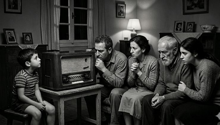 משפחה מאזינה לרדיו