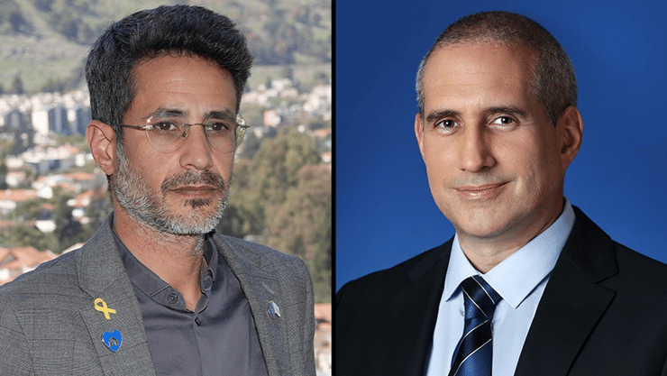 יו"ר ועדת הכספים ח"כ מילביצקי וראש העיר קריית שמונה שטרן (צילום: אפי שריר, מתוך פייסבוק) חנוך מילביצקי ואביחי שטרן