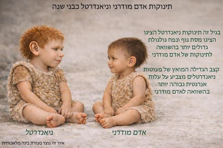 הדמיה של תינוק מודרני ותינוק ניאנדרטלי