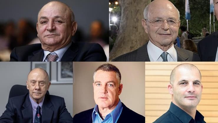 משמאל למעלה בכיוון השעון: יצחק תשובה, מיקי פדרמן, צחי נחמיאס, עידן עופר, ראסל אלוונגר