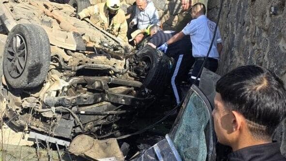 התהפכות רכב ליד בריכת רם בגולן