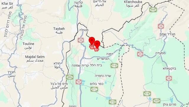 מפת אזורי האזעקות