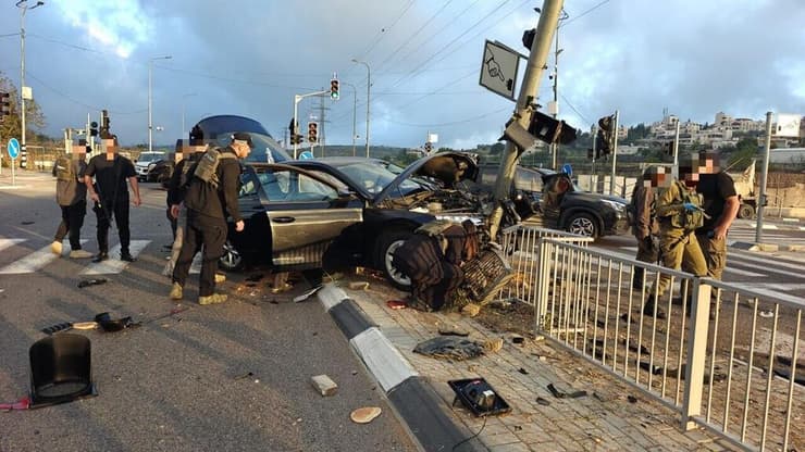 זירת התאונה בקריית ארבעה 