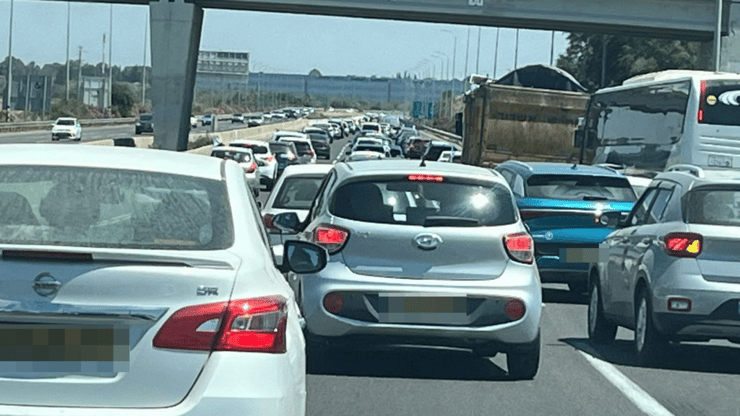 פקקים בכביש 6 באזור הדרום