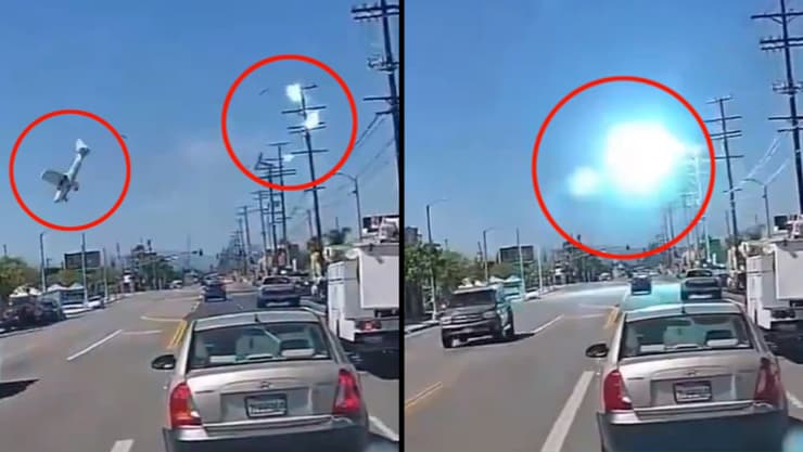 ארה"ב קליפורניה התרסקות מטוס קל כבלי חשמל