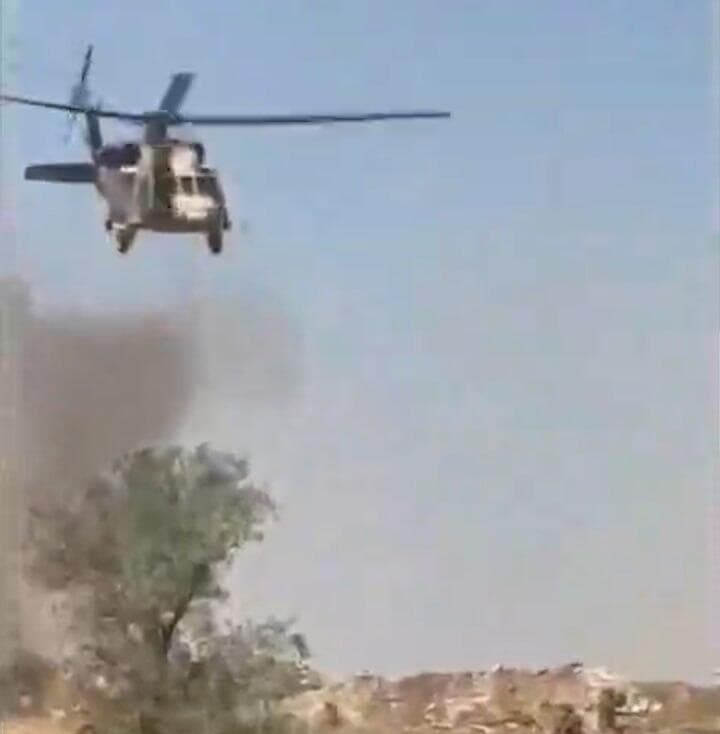 רגע פיצוץ הרחפן ליד המסוק שפינה פצועים