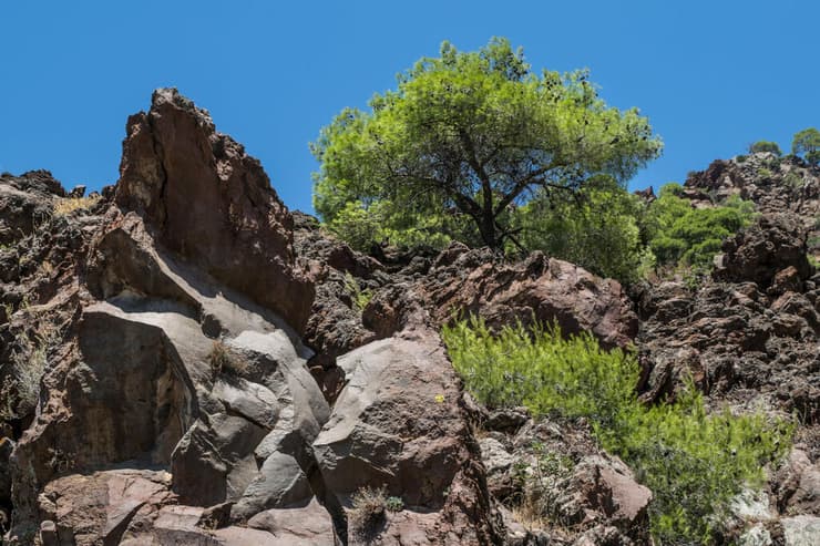 זרימת לבה (שהתמצקה) מהר הגעש מתאנה ביוון