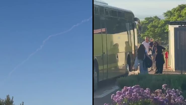 שיגור המיירט, ואוטובוס התלמידים (צילום: גלעד שושן) יירוטים בשמי הגליל העליון - בזמן הסעות לבתי ספר