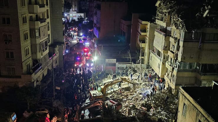 "ראשי הטרור נמצאים בביירות". רובע הדאחיה לאחר תקיפה ישראלית (צילום: AFP) פגיעה בביירות בלבנון