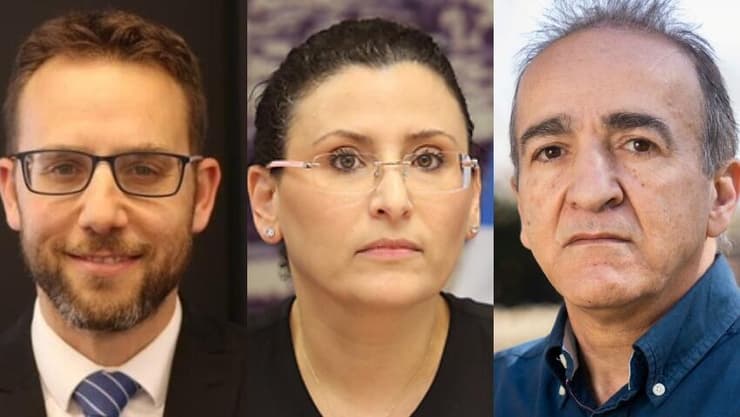 מימין: ראש אגף התקציבים מהרן פרוזנפר, החשבת הכללית מיכל עבאדי-בויאנג'ו והכלכלן הראשי שמואל אברמזון